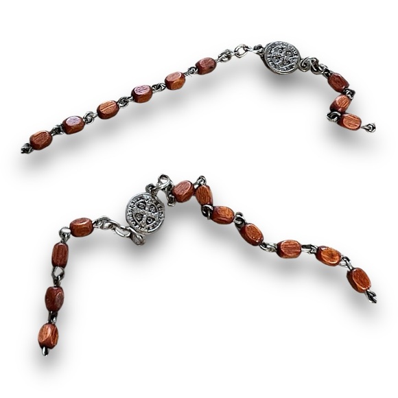 💀 🎃Silver-tone and brown bead necklace 17” - Picture 15 of 16